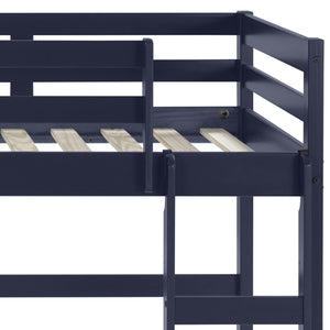 English Elm Lara Twin Loft Bed in Navy Blue Solid Pine with 13 Slat System, Guardrail & Reversible Ladder B2726P277884