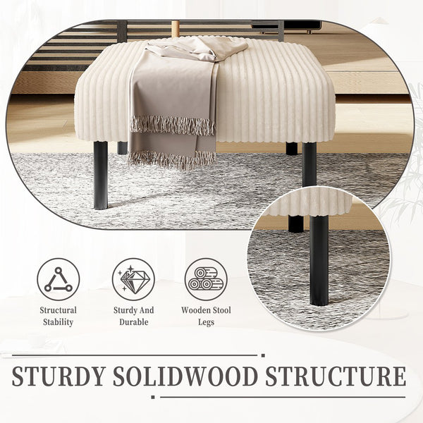 English Elm UNITED Corduroy Ottoman Footstool with Sturdy Frame, Soft Padded Seat, Versatile Living Room Stool Beige W1568P307252