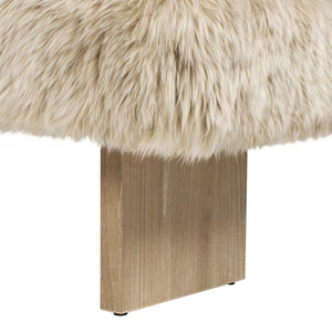 English Elm Jennifer Taylor Home - Leda 49" Sheepskin Fur Bench in Natural Blonde – Genuine New Zealand Fur, Sturdy Wood Frame, Cozy Luxe Seating B2719P292910