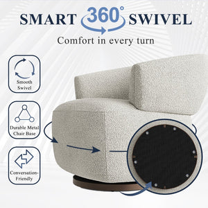 English Elm Wivel Oversized Swivel Barrel Accent Chair with 360 Degree Base for Living Room Beige B082P232937