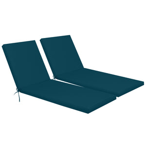 English Elm 2PCS Outdoor Lounge Chair Cushion Set - Lake Blue Polyester Chaise Seat & Back Removable Covers, UV Resistant, Strapped, High-Resilience Foam W419P311811