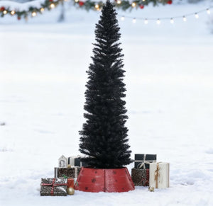 English Elm Snow Flocked Pink Pencil Artificial Christmas Tree for Entryway or Bedroom Corner T3971P412807