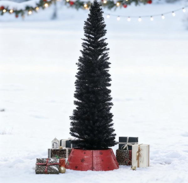 English Elm Snow Flocked Pink Pencil Artificial Christmas Tree for Entryway or Bedroom Corner T3971P412807
