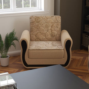 English Elm PrimeNest Averna Collection Upholstered Convertible Armchair with Storage, Chenille Comfort & Space-Saving Design Beige,Black B030P286217