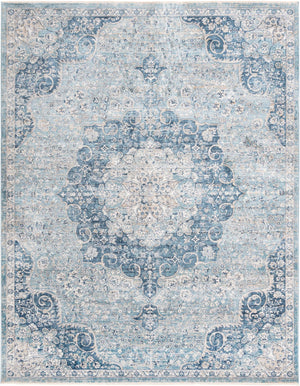 Unique Loom Newport Elms Machine Made Medallion Rug Navy Blue, Light Blue/Ivory 7' 10" x 10' 2"