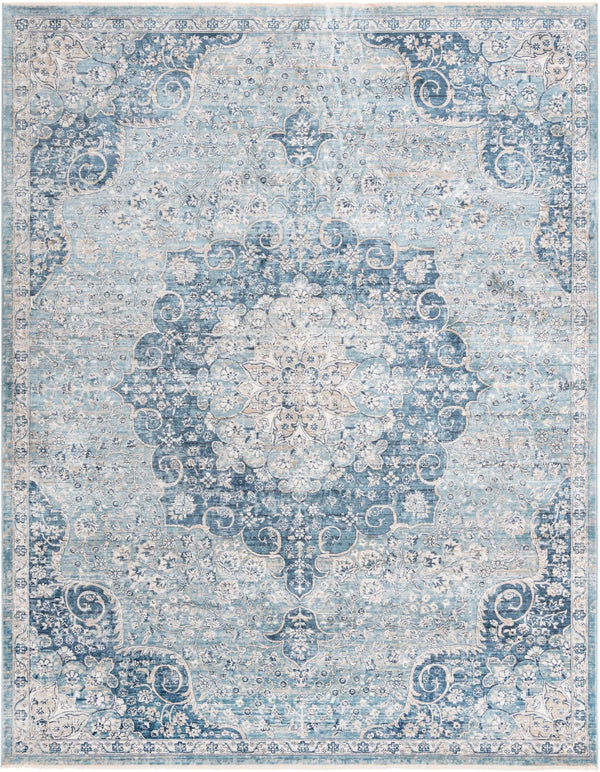 Unique Loom Newport Elms Machine Made Medallion Rug Navy Blue, Light Blue/Ivory 7' 10" x 10' 2"