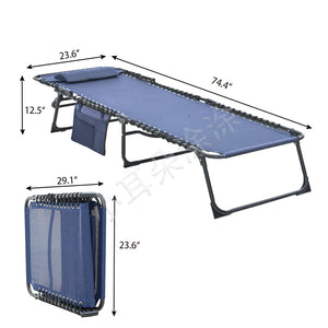 English Elm Folding Chaise Lounge Set of 2 - Portable Outdoor Pool Chairs with 4-Position Recline, Breathable Mesh, Pillow Dark Blue W3162P279116