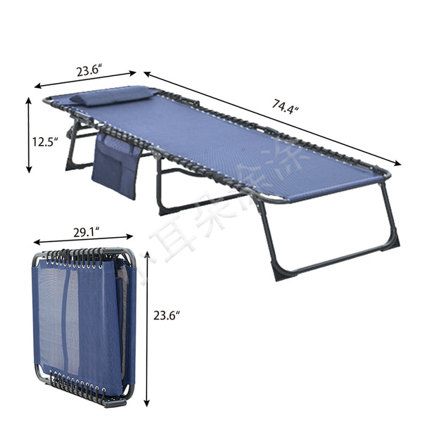 English Elm Folding Chaise Lounge Set of 2 - Portable Outdoor Pool Chairs with 4-Position Recline, Breathable Mesh, Pillow Dark Blue W3162P279116