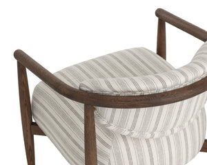 Sunpan SIGRID Lounge Chair - Elegant Antique Brown with Striped Upholstery for Timeless Comfort and Style 112740