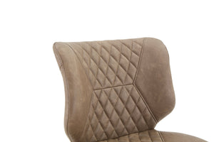 English Elm Dark Oil Waxed Faux Leather Dining Chair Set with Diamond Tufted High Back Metal Legs W3493P444879