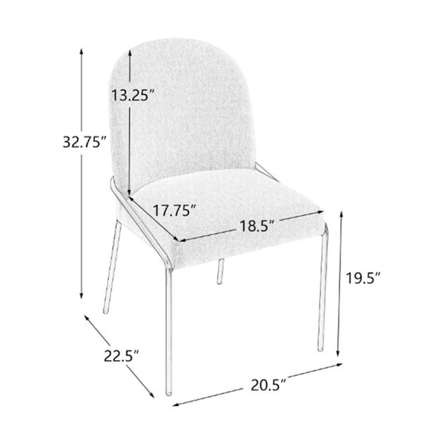 English Elm Modern Curved High Back Dining Chairs with Bronze Iron Frame Linen Upholstery Set of 2 N762P288935E