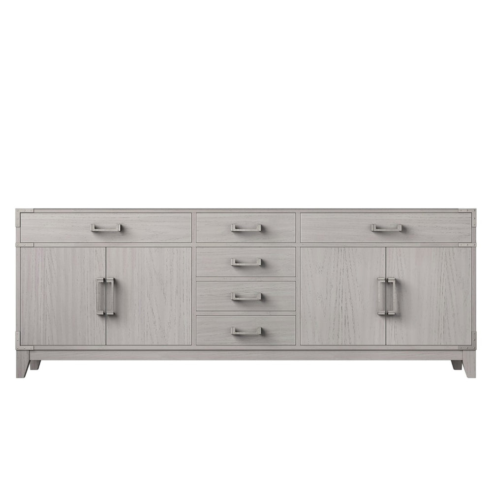 English Elm White Oak Double Bath Vanity - 84" W Solid Wood With Soft-Close Drawers & Ample Storage Space B2731P259982-GIGA