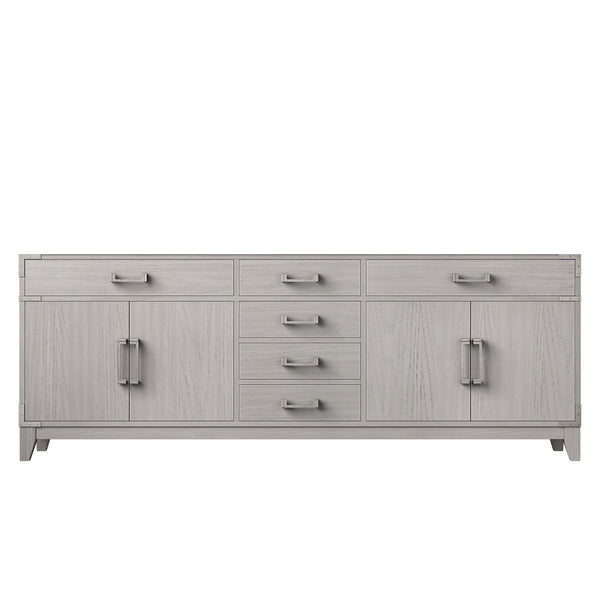 English Elm White Oak Double Bath Vanity - 84" W Solid Wood With Soft-Close Drawers & Ample Storage Space B2731P259982-GIGA