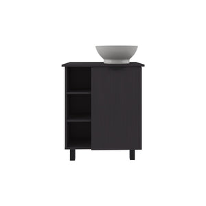 English Elm Stites Modern Black Vanity Sink with Integrated Basin, Engineered Wood Storage Cabinet, No Faucet Included B092P329253