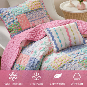English Elm 3-Piece Twin/Twin Xl Quilt Set In Soft Pink – Cozy Comfort With Sham & Decorative Pillow Included! B035P408451