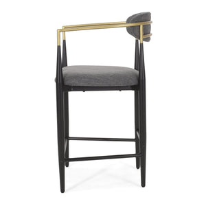 English Elm Christopher Knight Home® - Counter Stools Set Of 2 - Modern Charcoal Fabric With Black & Gold Iron Frames For Chic Dining N771P249370C