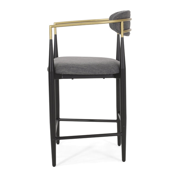 English Elm Christopher Knight Home® - Counter Stools Set Of 2 - Modern Charcoal Fabric With Black & Gold Iron Frames For Chic Dining N771P249370C