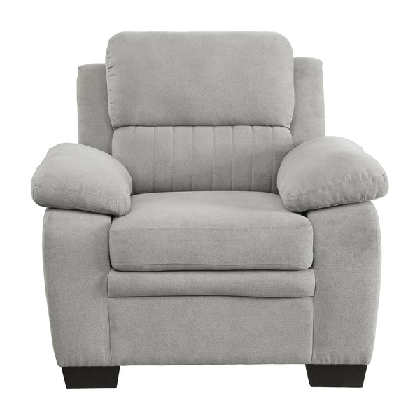 English Elm Plush Gray Textured Channel Tufted Accent Chair with Pillow Arms & Solid Wood Frame for Living Room B011P214023