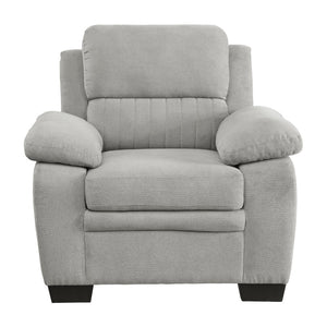 English Elm Modern Channel Tufted 3 Piece Living Room Set Pocket Coil Textured Fabric Sofa Suite Gray B011S01166