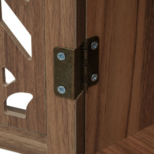 English Elm 4 Door Cabinet with Drawer, Anti-Topple Safety, 4 Adjustable Shelves, Metal Hinges, Compact 43" L W688P179032