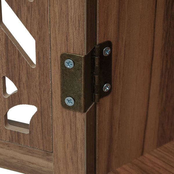 English Elm 4 Door Cabinet with Drawer, Anti-Topple Safety, 4 Adjustable Shelves, Metal Hinges, Compact 43" L W688P179032