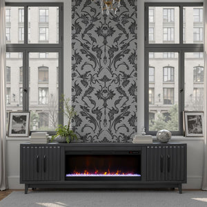 English Elm Radiance 94-Inch Black Fireplace Tv Stand For 100-Inch Tvs - Modern Design With Electric Heat! B108P345212-GIGA