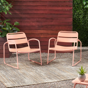English Elm Christopher Knight Home® - CONRAD Chair with Sleek Iron Frame, Comfortable Curved Seat, Durable Outdoor/Indoor Accent Seating Coral 65197.00CRL
