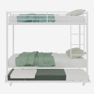 English Elm Durable Iron Bunk Bed with Trundle Safety Rails Kids Guest Twin Full Metal W1935P360857