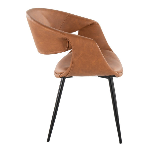 English Elm Upholstered Faux Leather Dining Chair Set with Black Metal Legs for Modern Interiors Camel B202S02101