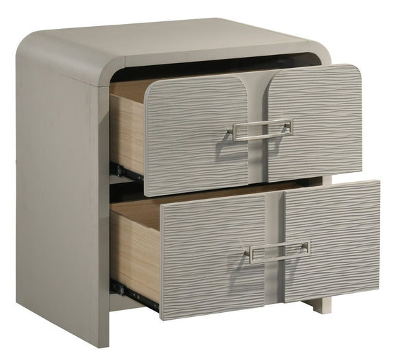 English Elm Aria Gloss Finish 2-drawer Nightstand with Illuminated Top and Textured Front Panels B009P355215