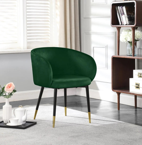 English Elm 1pc Velvet Barrel Back Accent Chair Gold Nailhead Trim Glamorous Curved Seat Green B011P496763