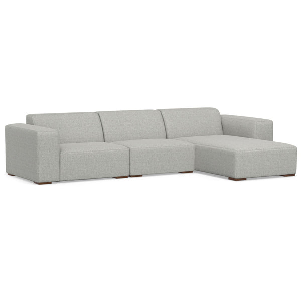 English Elm Rex 2-Seater Sofa with Right Chaise — 122" Modern Gray Sectional, Recycled Performance Fabric, Durable Comfort B136P199211