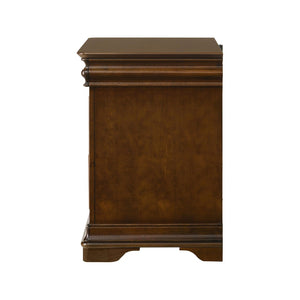 English Elm 3-drawer Nightstand Rubberwood Cherry Veneer with Crown Molding and Usb Charging B016P453488