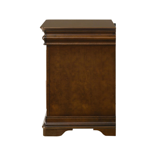 English Elm 3-drawer Nightstand Rubberwood Cherry Veneer with Crown Molding and Usb Charging B016P453488