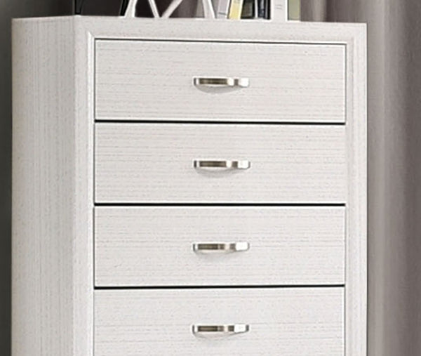 English Elm Contemporary Chic Chest with Gold Accents, Acrylic Trim, Metal Bracket Legs and Dust‑Proof Drawers White 34 L x 19 W x 50 H B2741P371021