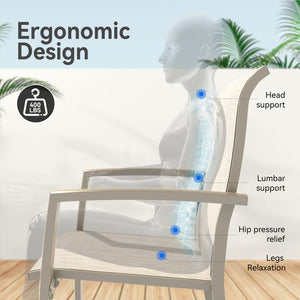 English Elm VRSHWO Metal Patio Chairs Set of 2 - Weatherproof Stackable Outdoor Dining Seats with Textilene Mesh, 400 lb Capacity Cream Color W213P335868