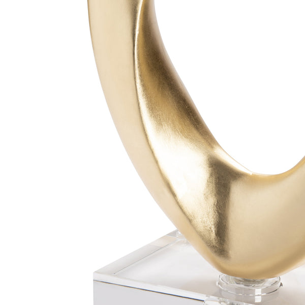 Crestview Collection 31" Apollo Gold Resin Table Lamp - Elegant Sculptural Design With White Shade & Crystal Base   Cvavp1646