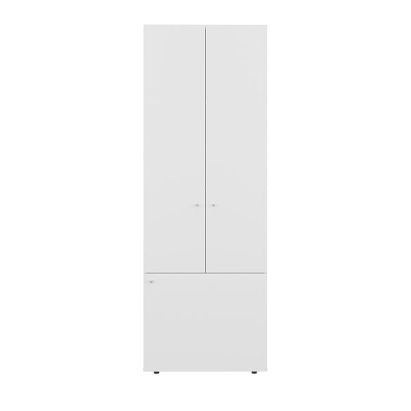 English Elm Armoire 66.9" H - Modern 3-Door Wardrobe With 3 Shelves, Eco-Friendly, Space-Saving Design In White B097P395876