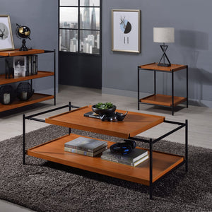 English Elm Honey Oak & Black Modern 2-Shelf Coffee Table – Stylish Storage For Living Room & Family Spaces B062P181394