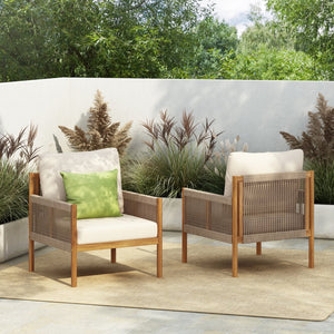 English Elm Christopher Knight Home® - [Set Of 2] Modern Outdoor Woven Lounge Chairs With Solid Wood Frame & Weather-Resistant Cushions N767P255038T_2