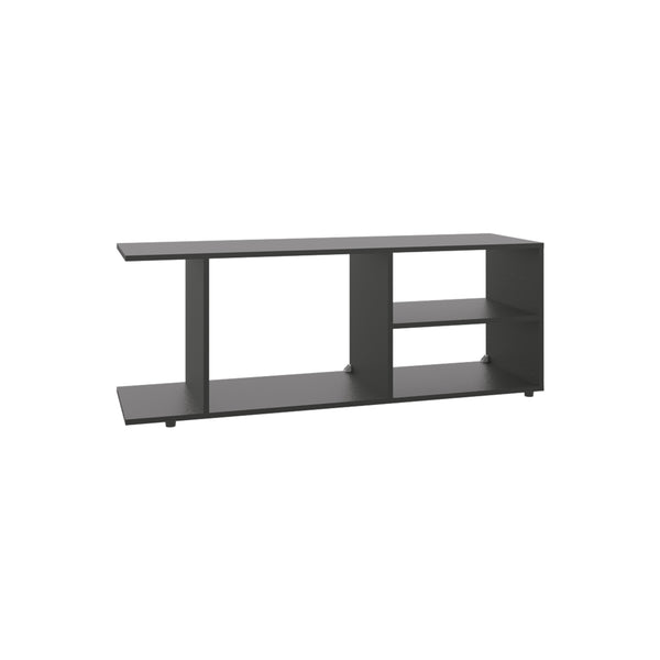 English Elm Entertainment Center Sleek Modern Low-Profile Media Stand with Four Shelves, Durable Engineered Wood Storage & Sturdy Legs, Ready to Assemble Black 49.61 L x 15.35 W x 3.15 H B097P250864