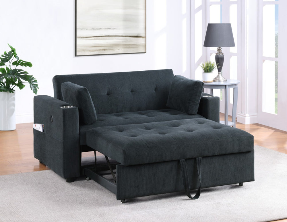 English Elm Laurelle Tufted Corduroy Sleeper Loveseat with Usb Charging and Storage Arms B2749P413230