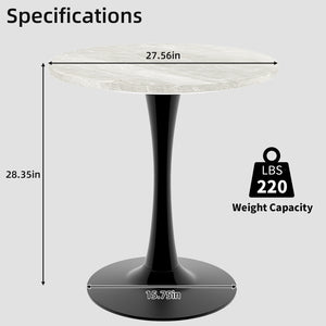 English Elm Marble-Top Round Side Table With Tapered Black Base – Modern Minimalist Design For Stylish Spaces W1935P353502