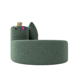 English Elm Modern Half Moon Chenille Sectional Three Seat Curved Sofa for Living Room or Apartment Green W395P435345