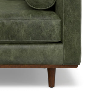 English Elm Morrison 42" Wide Mid-Century Modern Armchair In Eco-Friendly Moss Green Genuine Leather Comfort B136P364313
