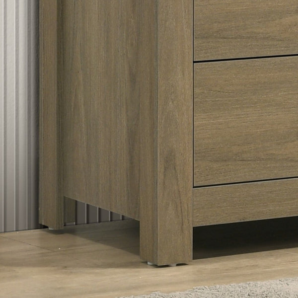 English Elm Federico Wide Six Drawer Dresser Oak Veneer Gray Finish with Matte Black Hardware B2749P413327