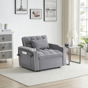 English Elm 1 Velvet Convertible Sleeper Sofa with Usb Port Adjustable Back and Rolling Casters Dark Gray W2564P462077