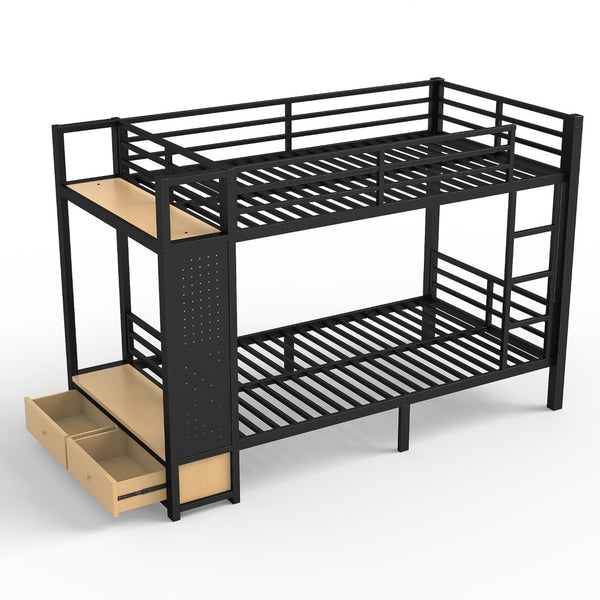English Elm Full Size Pine Loft Bed House Frame with Slide Bookshelves and Moon Star Rails W1580S00589