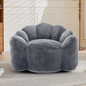 English Elm Lotus memory foam bean bag sofa with pull ring — anti-fouling faux fur, non-slip base, cozy support Gray W2311P357141