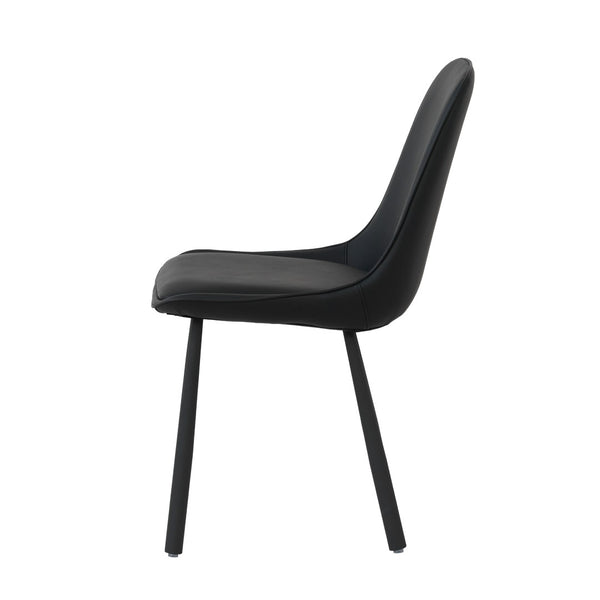 English Elm Modern Nordic Faux Leather Upholstered Dining Chairs Iron Legs Kitchen Set of 2 Black W1535P460712